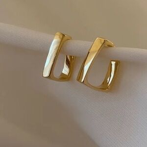 3/30 Geometric rectangle hoop earrings 14K gold plated minimalist